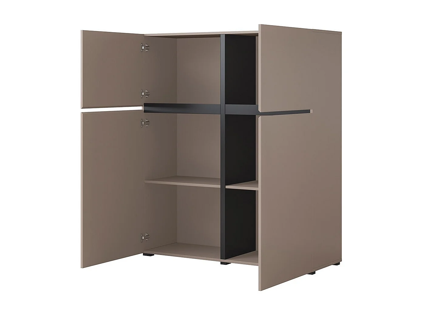 Buffet haut coloris beige et noir L120xH140xP40 collection HAVANA. Bahut  haut design avec 4 portes.