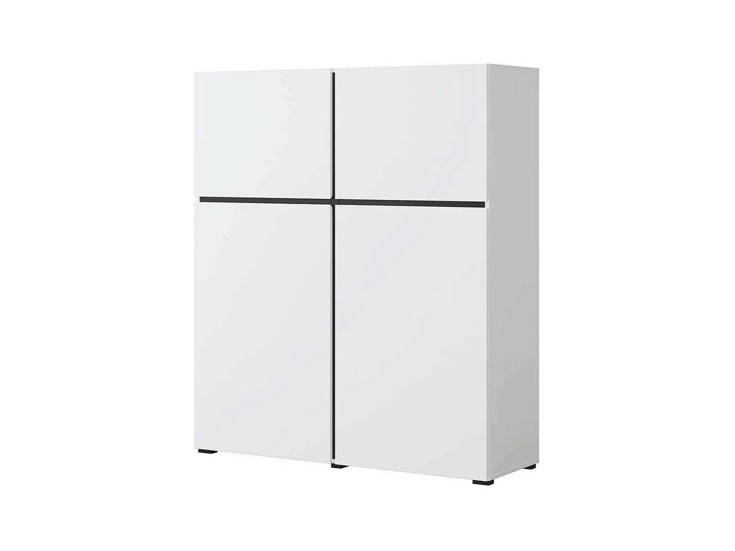 Buffet haut coloris blanc et noir L120xH140xP40 collection HAVANA. Bahut  haut design avec 4 portes.