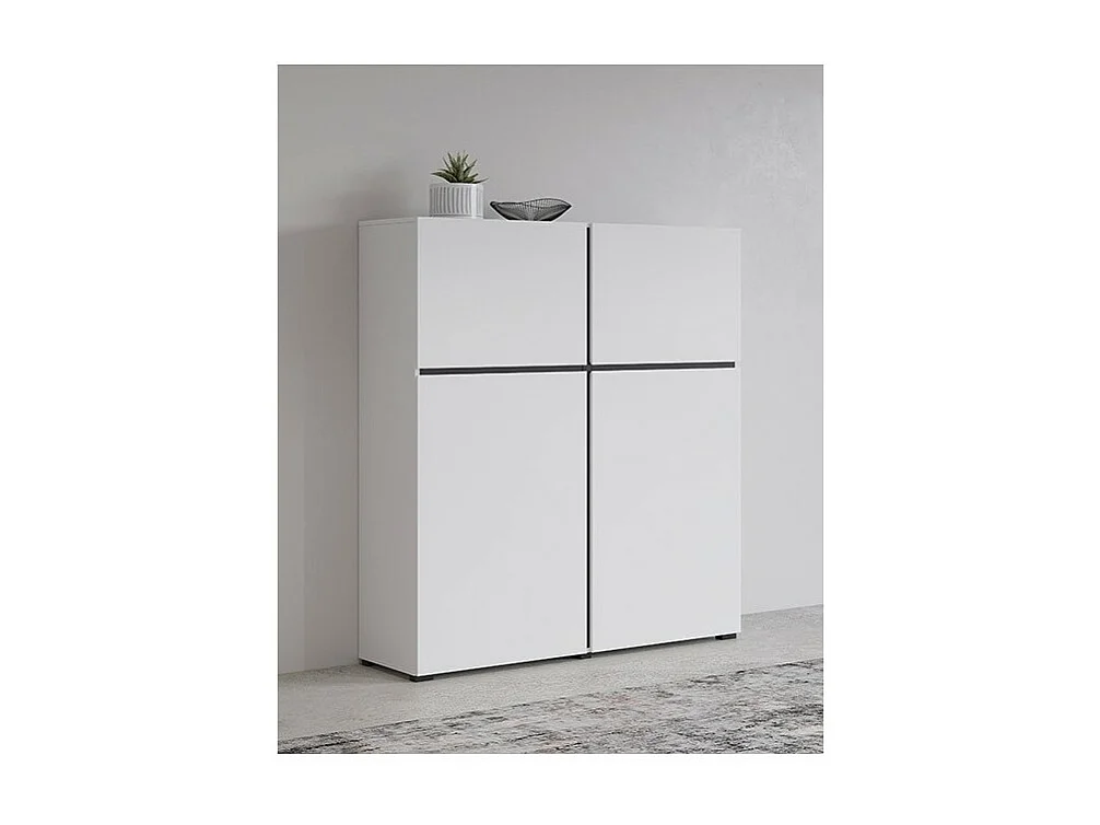 Buffet hoog in wit en zwart L120xH140xD40 collectie HAVANA. Design hoge buffetkast met 4 deuren.