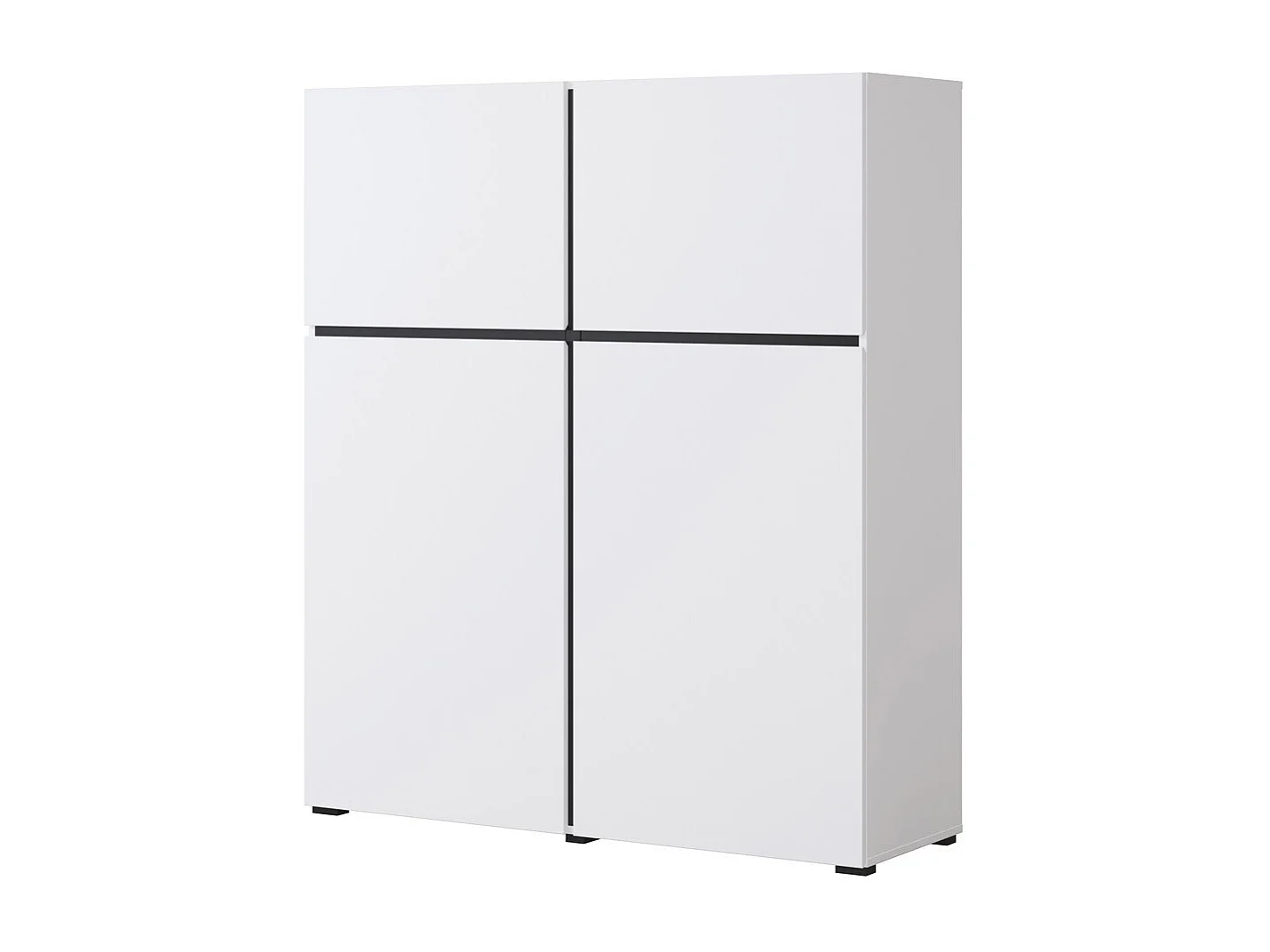 Buffet haut coloris blanc et noir L120xH140xP40 collection HAVANA. Bahut  haut design avec 4 portes.