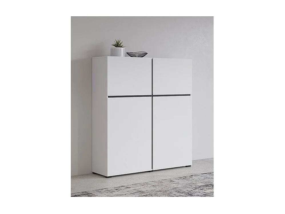 Buffet haut coloris blanc et noir L120xH140xP40 collection HAVANA. Bahut  haut design avec 4 portes.