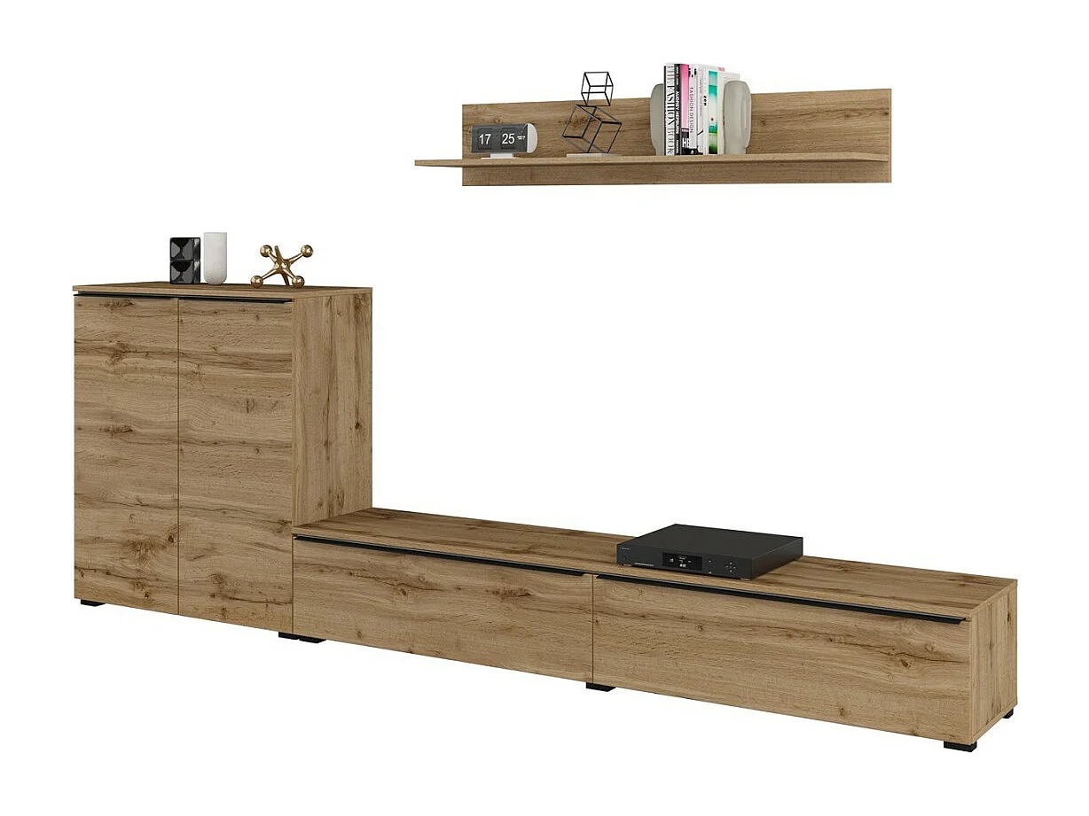 Ensemble de meubles de salon ALICE – Étagère, Buffet 2 portes, Meuble TV en chêne wotan