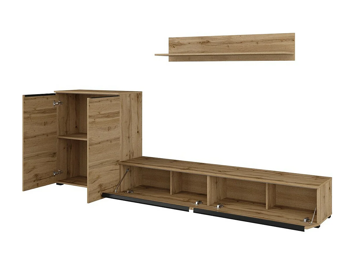 Ensemble de meubles de salon ALICE – Étagère, Buffet 2 portes, Meuble TV en chêne wotan