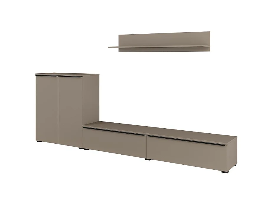 Conjunto de 3 muebles de salón ALICE - Estantería, Buffet de 2 puertas, Mueble para TV color marrón congo
