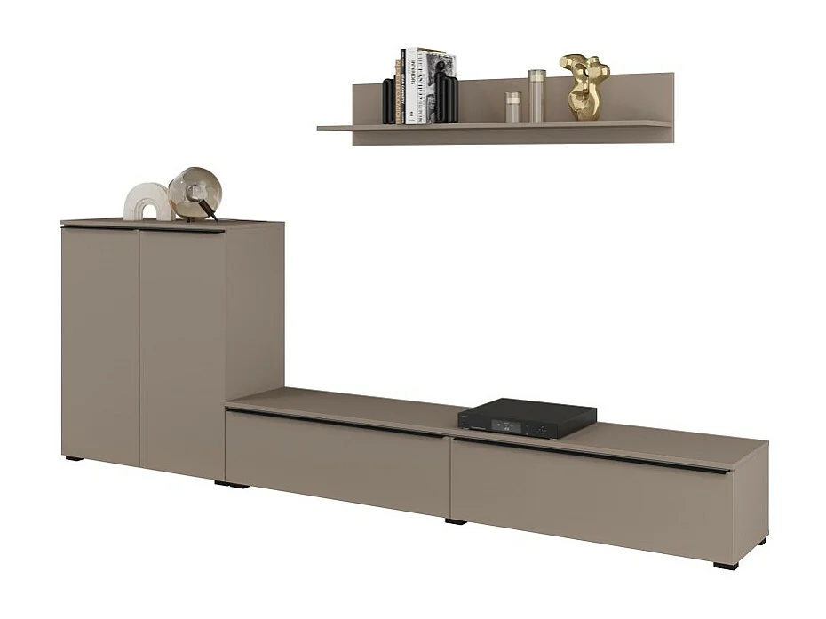 Set di 3 mobili da soggiorno ALICE – Libreria, Buffet a 2 porte, Mobile TV colore marrone congo