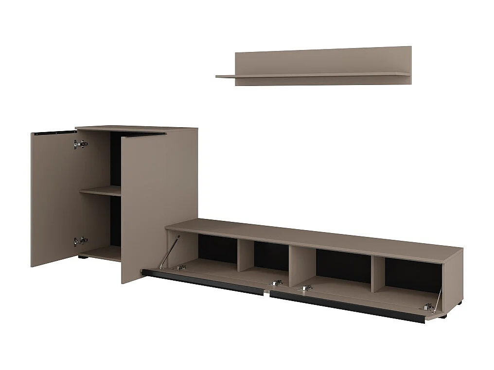 Set di 3 mobili da soggiorno ALICE – Libreria, Buffet a 2 porte, Mobile TV colore marrone congo