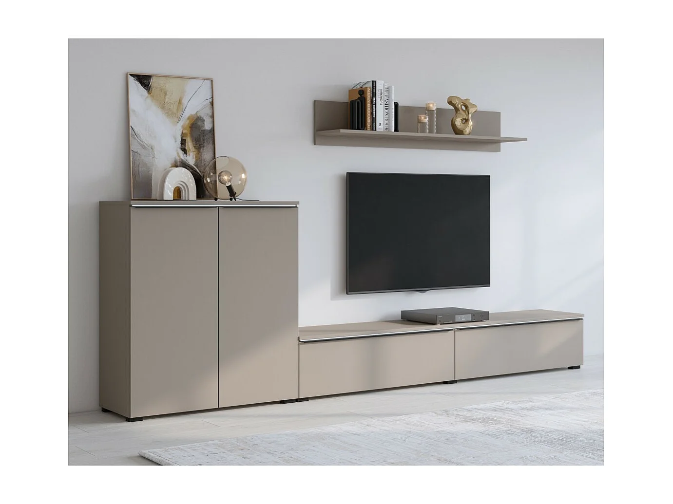 Set di 3 mobili da soggiorno ALICE – Libreria, Buffet a 2 porte, Mobile TV colore marrone congo