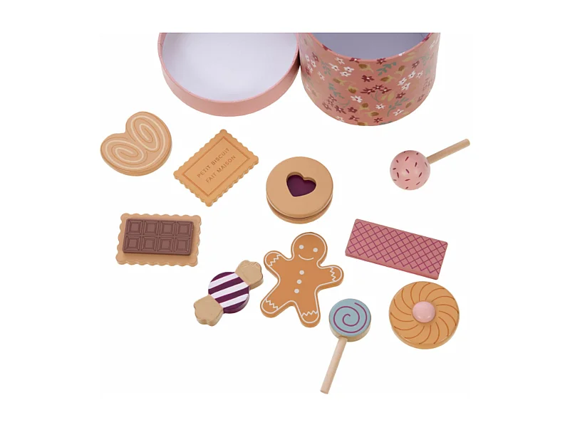 Boîte jeu de biscuits rose Zoe 11x13x11 cm