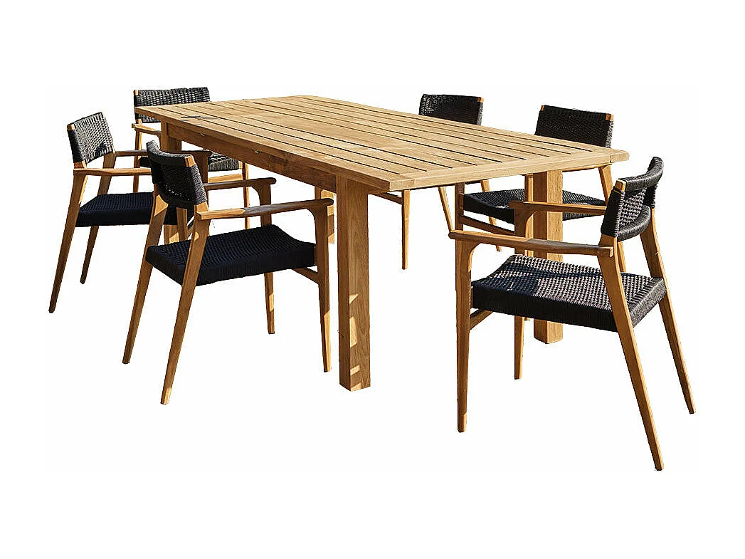 Set di mobili da giardino in teak 6 persone