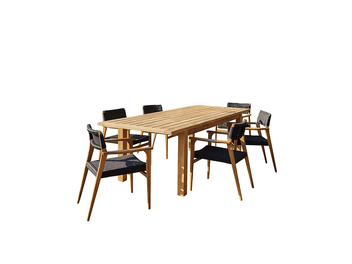 Set di mobili da giardino in teak 6 persone