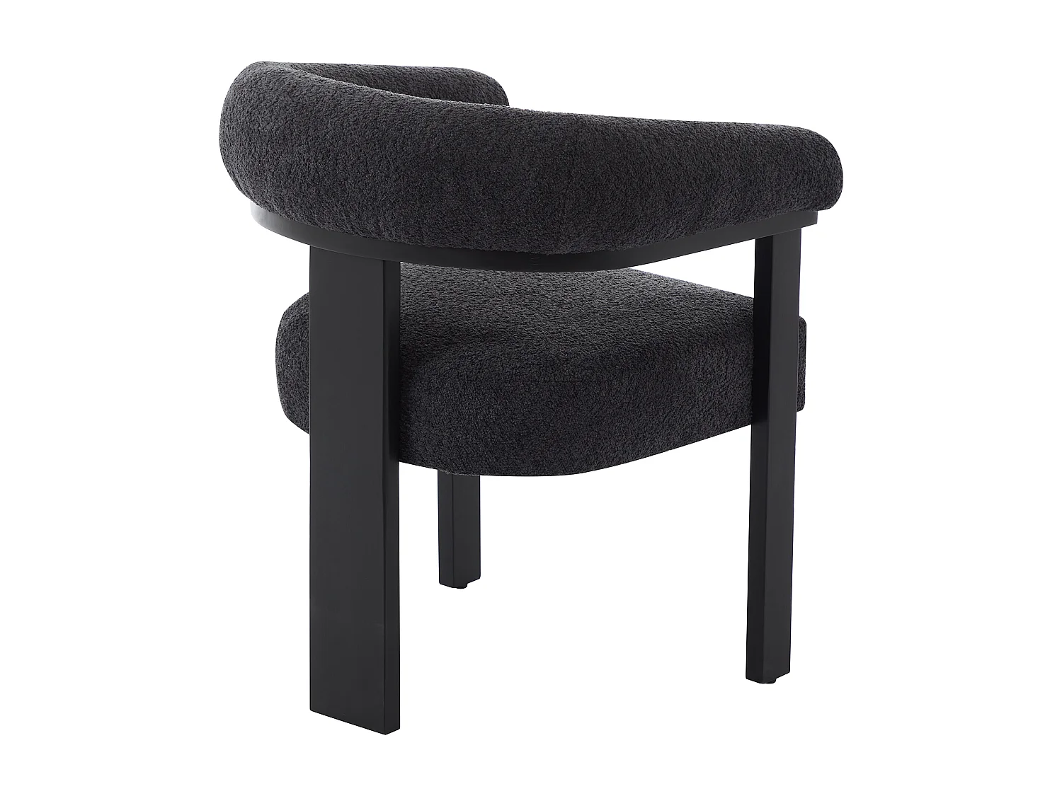 Lot de 2 chaises avec accoudoirs en tissu bouclette et bois d'hévéa noir - Anthracite foncé - LIVELIA de Pascal MORABITO