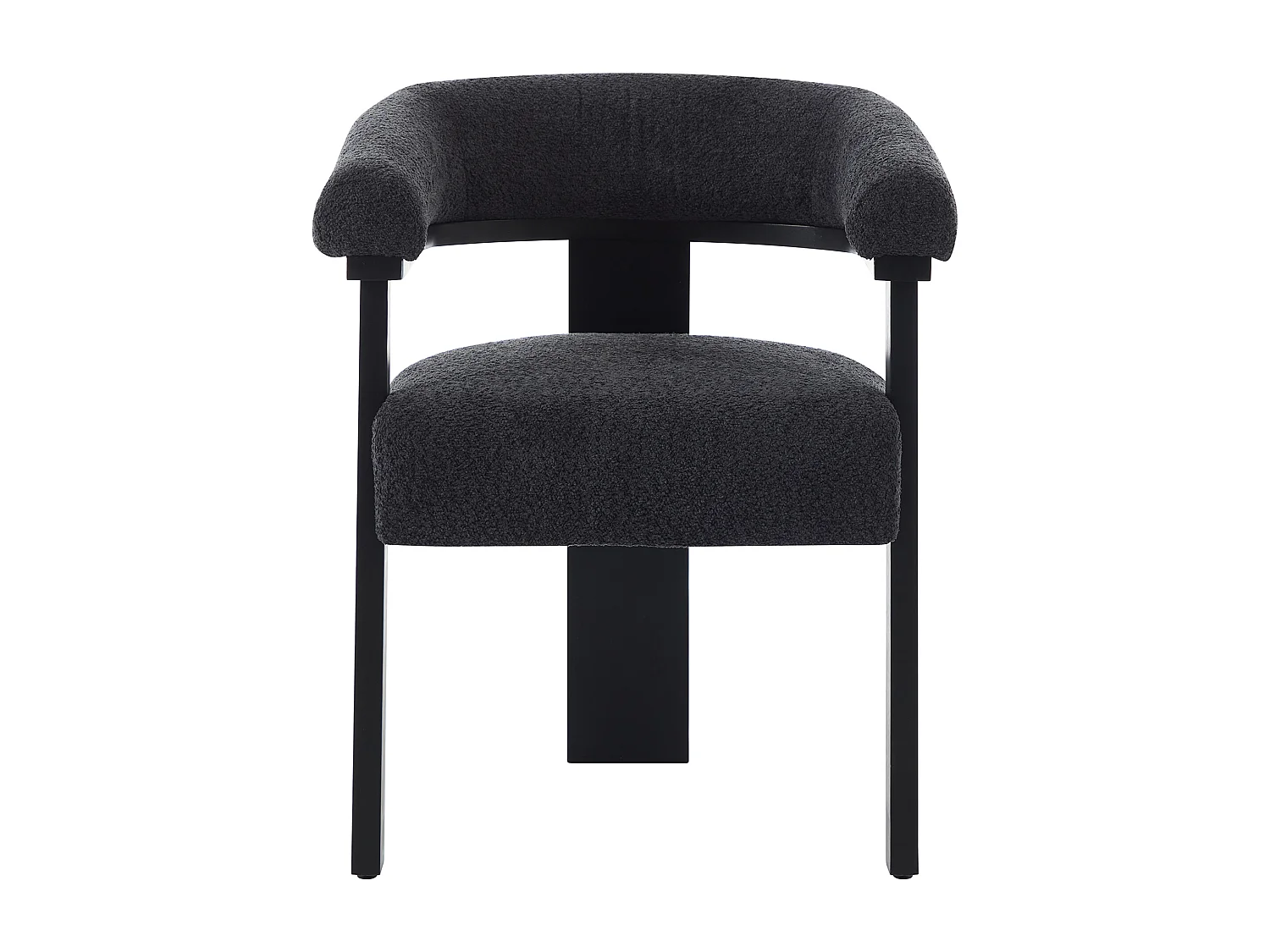 Lot de 2 chaises avec accoudoirs en tissu bouclette et bois d'hévéa noir - Anthracite foncé - LIVELIA de Pascal MORABITO