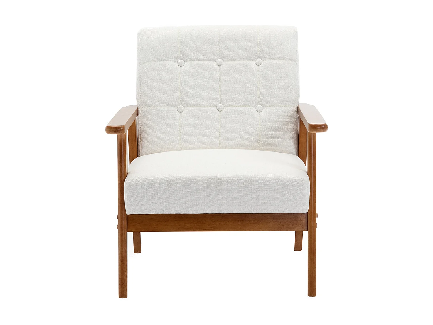 KOMHTOM Chaise longue avec accoudoirs et pieds en bois massif, chaise d'appoint moderne du milieu du siècle, Beige