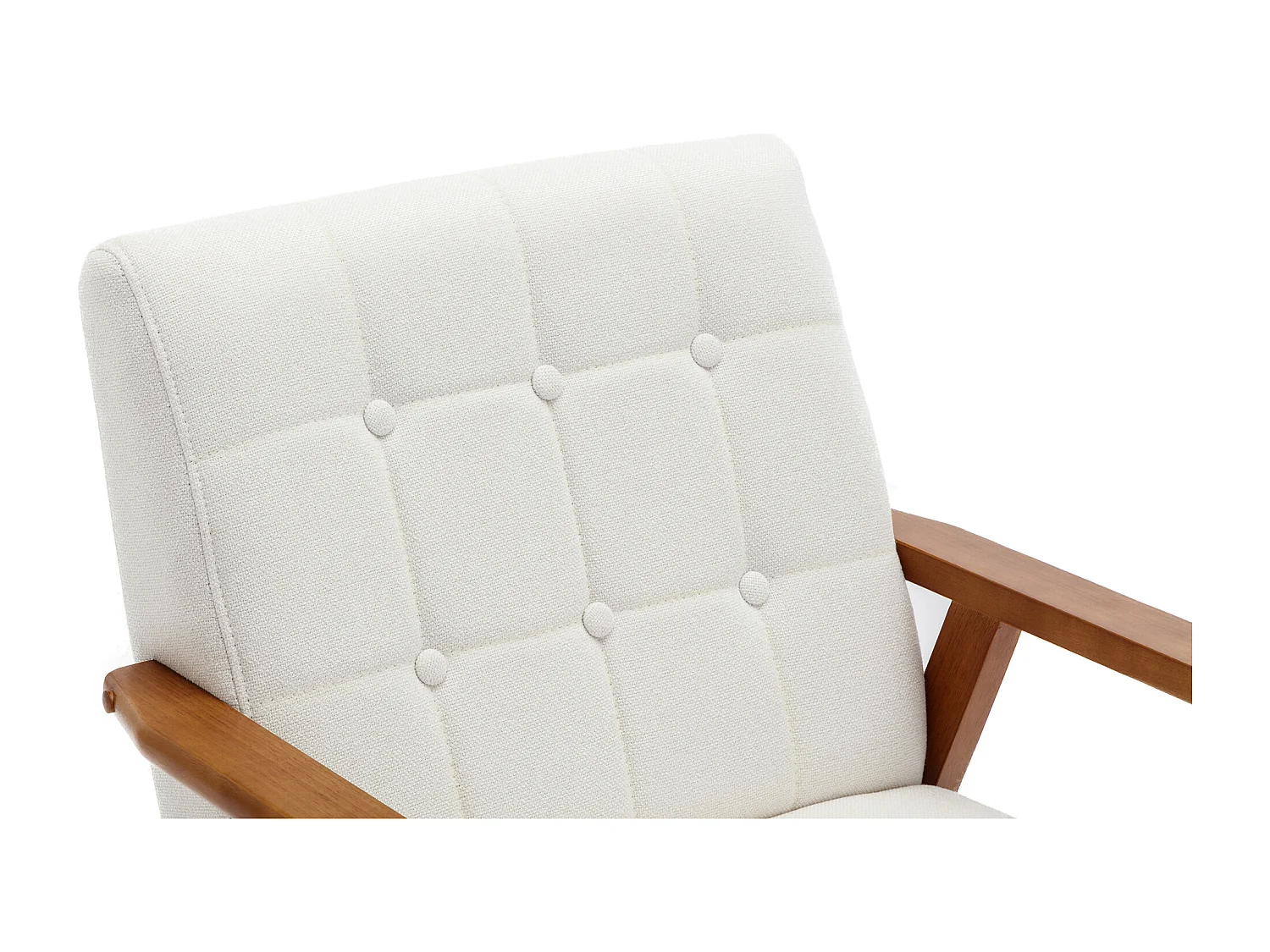 KOMHTOM Chaise longue avec accoudoirs et pieds en bois massif, chaise d'appoint moderne du milieu du siècle, Beige