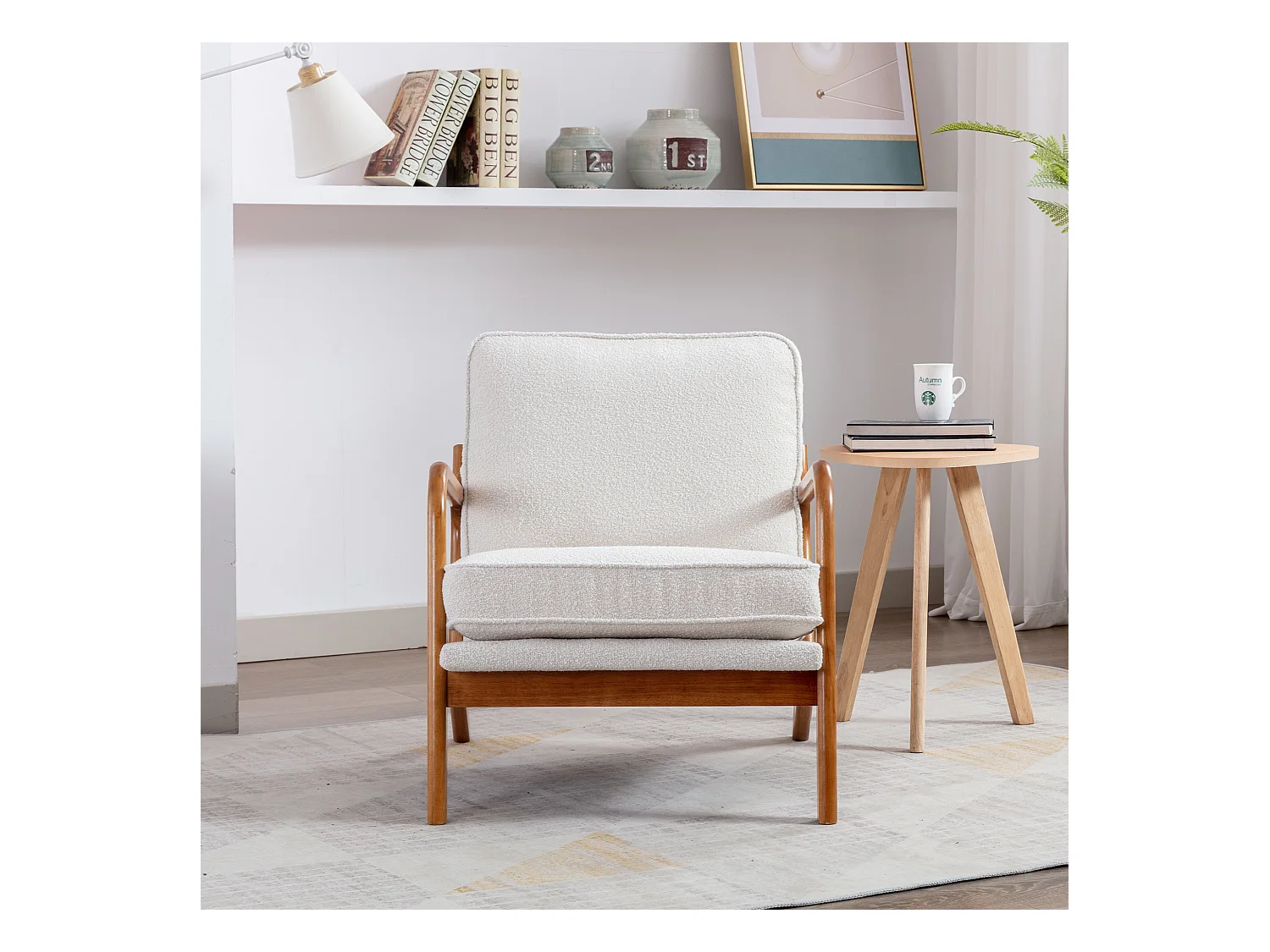 KOMHTOM Sessel mit Holzgestell, moderner Loungesessel für das Wohnzimmer