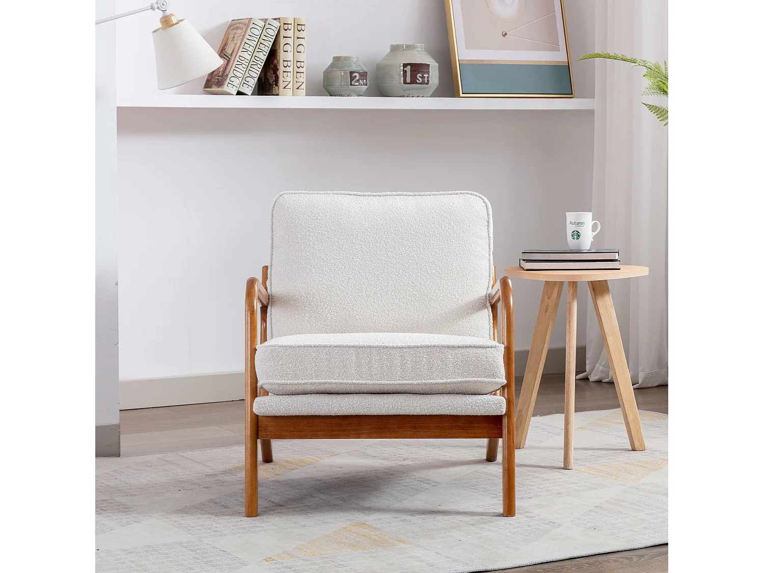 KOMHTOM Sessel mit Holzgestell, moderner Loungesessel für das Wohnzimmer