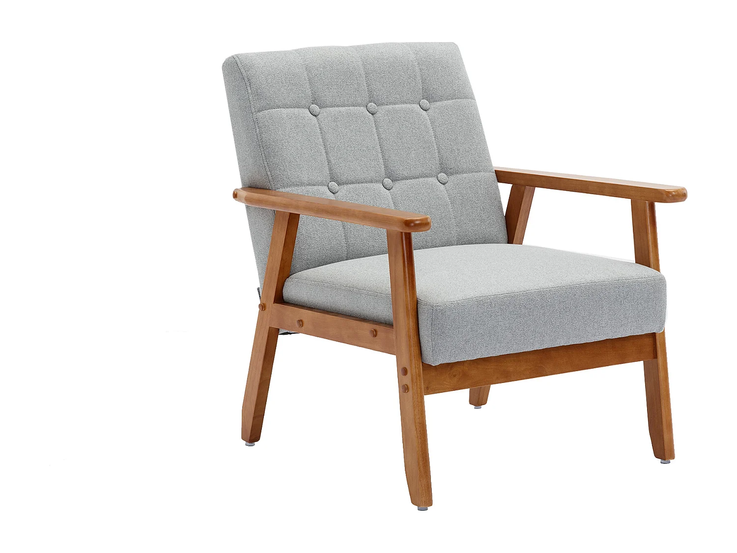 KOMHTOM Loungesessel mit Armlehnen und Massivholzbeinen, Mid-Century Modern Beistellstuhl, grau