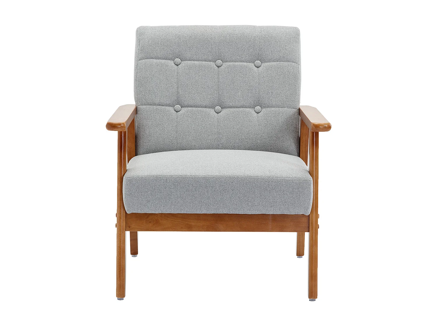 KOMHTOM Loungesessel mit Armlehnen und Massivholzbeinen, Mid-Century Modern Beistellstuhl, grau