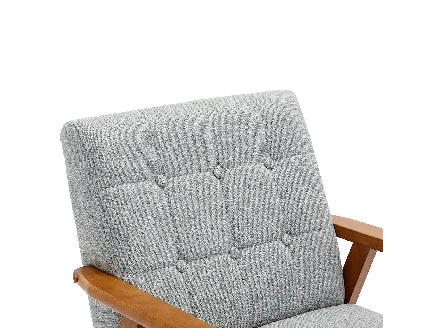 KOMHTOM Loungesessel mit Armlehnen und Massivholzbeinen, Mid-Century Modern Beistellstuhl, grau