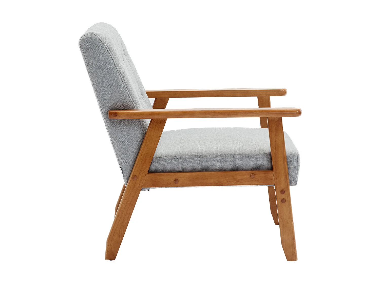 KOMHTOM Loungesessel mit Armlehnen und Massivholzbeinen, Mid-Century Modern Beistellstuhl, grau