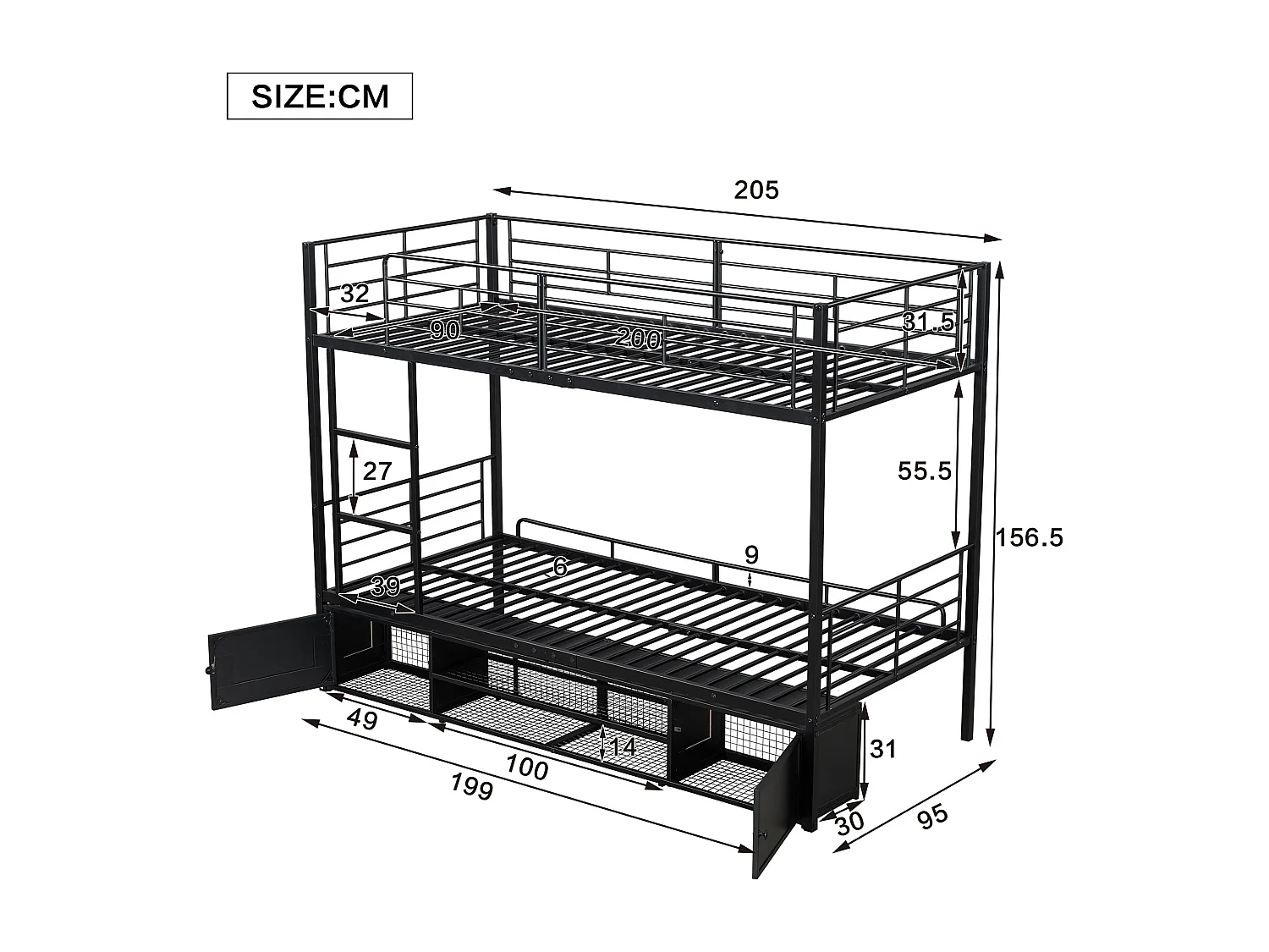 Cama acolchoada para adulto 180 x 621 cm, sem cabeceira, com faixa LED (monocromática), base com suspensão hidráulica, bege.