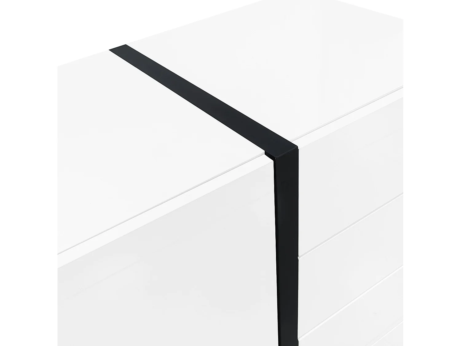 Buffet 2 portes et 4 tiroirs - aspect brillant - Blanc & Noir