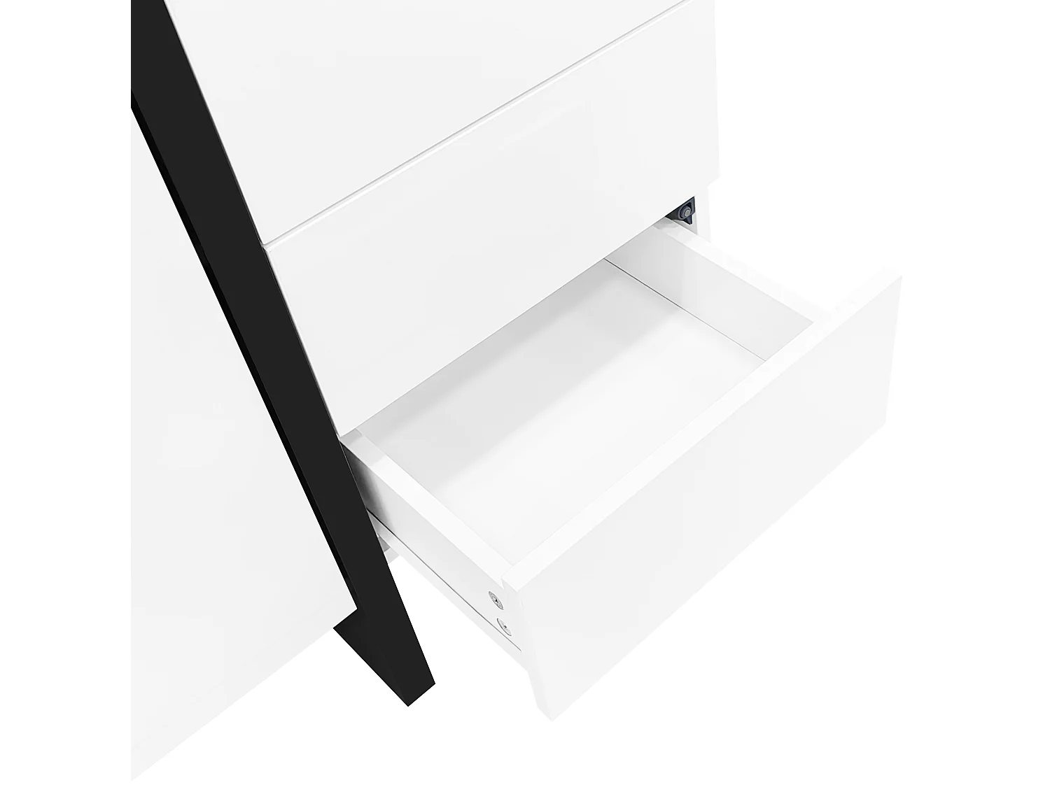 Dressoir 2 deuren en 4 lades - glanzende uitstraling - Wit & Zwart