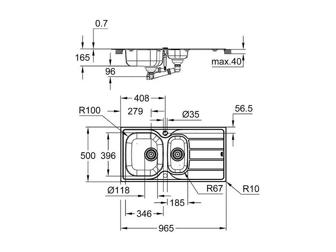Evier en acier inoxydable - inox -