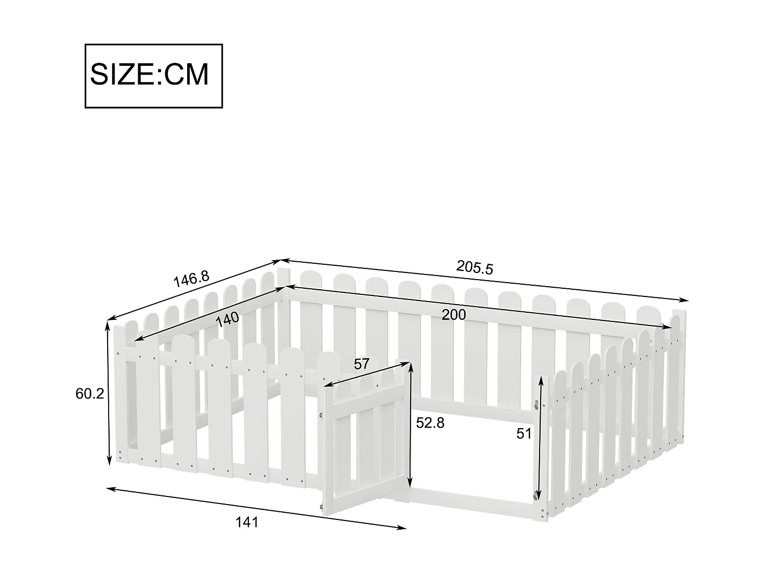 Letto per bambini in legno 140x200 cm - con barriera di sicurezza - Bianco