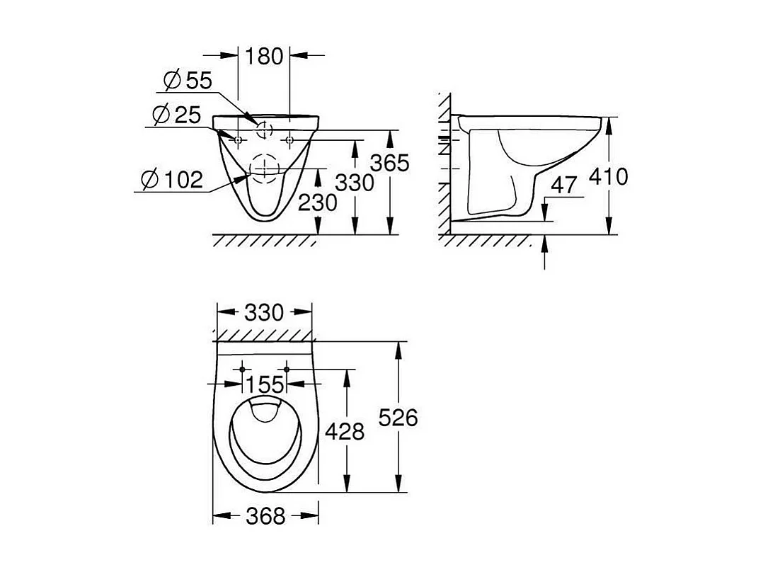 GROHE Cuvette WC suspendue Bau Ceramic avec bride