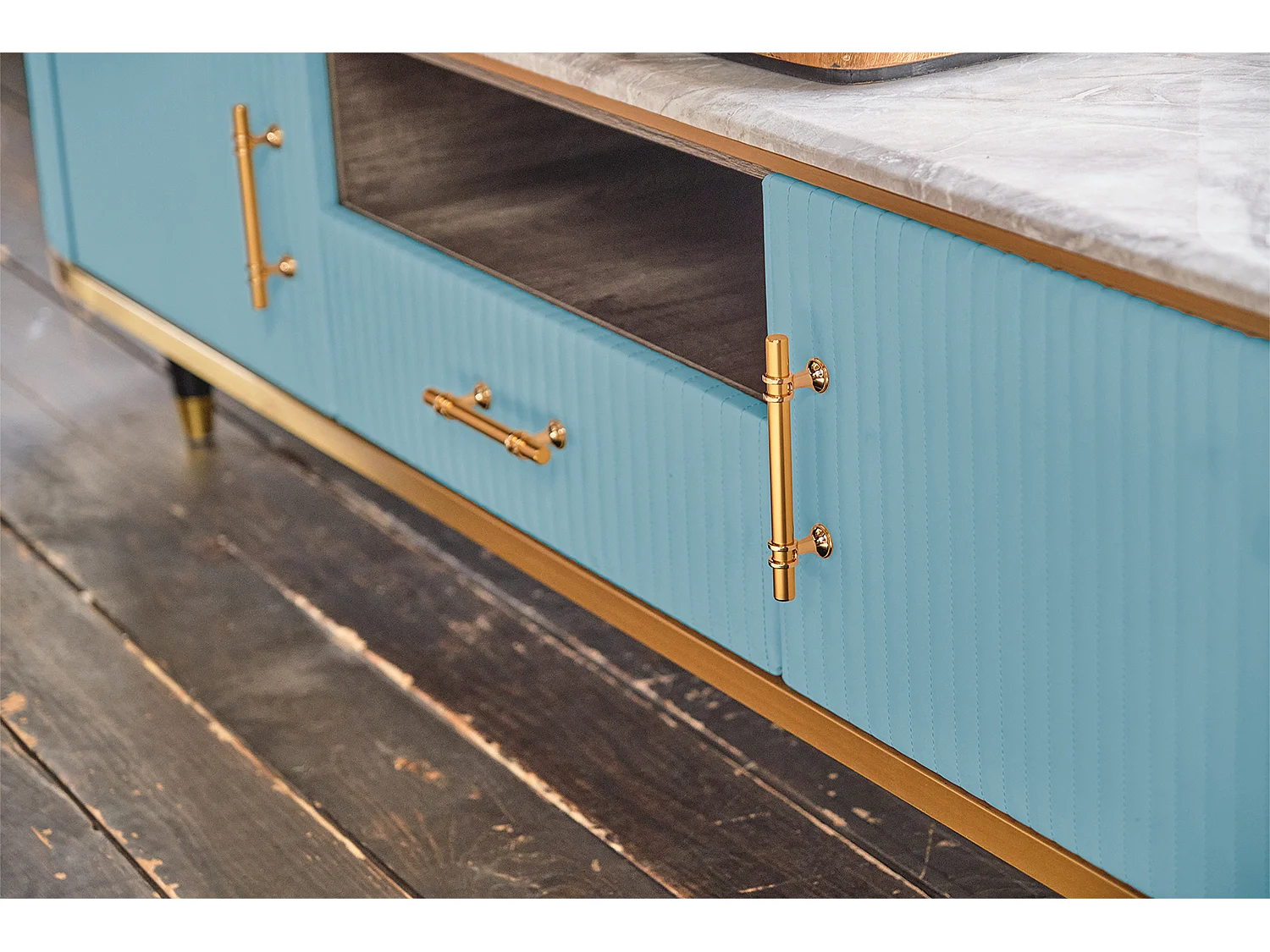 Buffet - bleu clair similicuir - MARIA