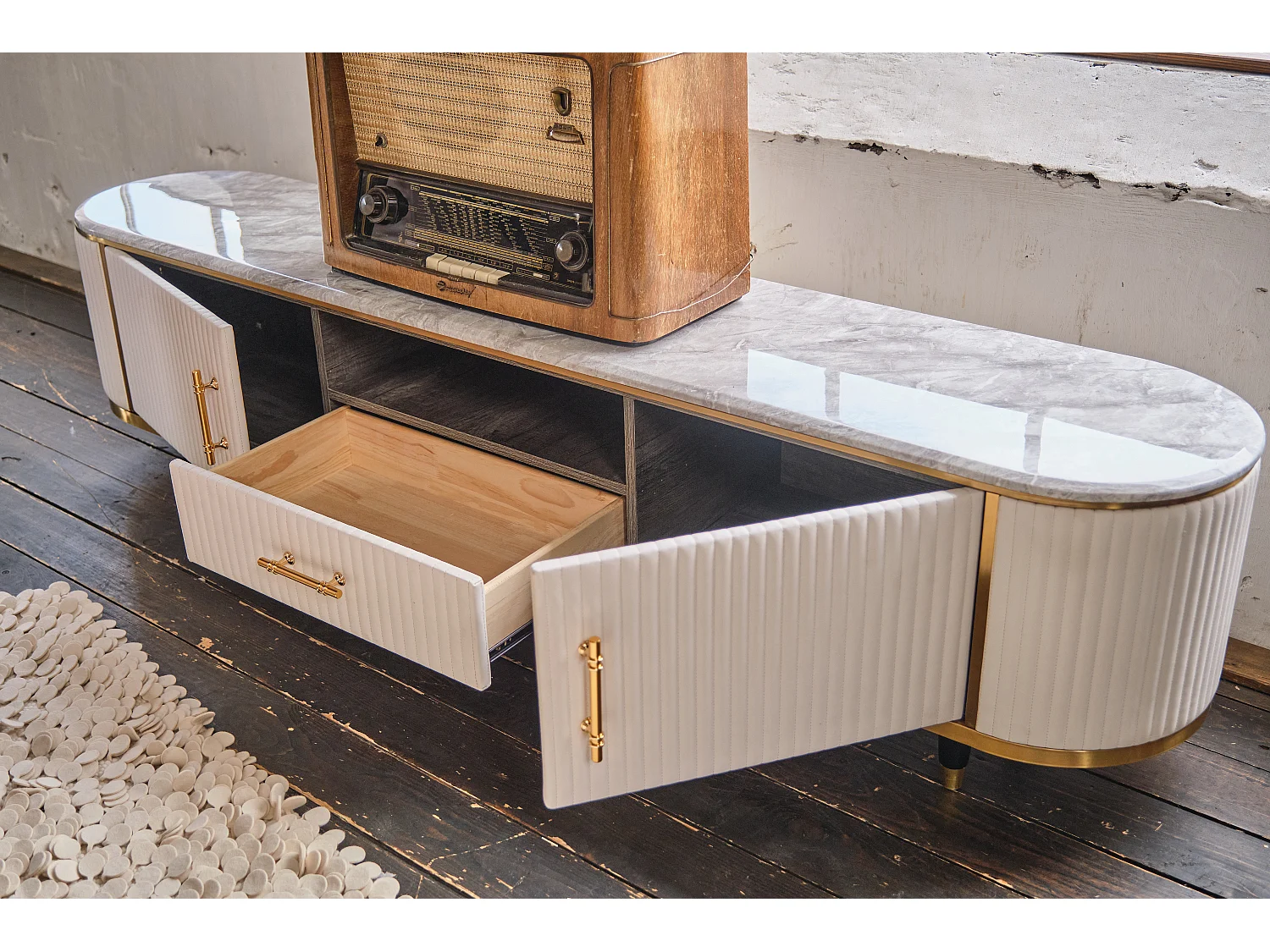 Buffet - blanc similicuir - MARIA