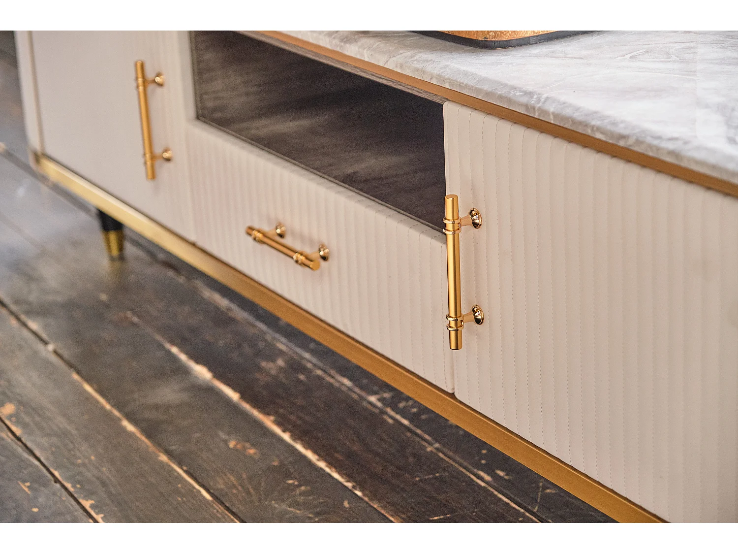 Buffet - blanc similicuir - MARIA