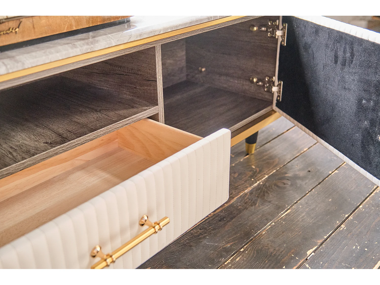 Buffet - blanc similicuir - MARIA