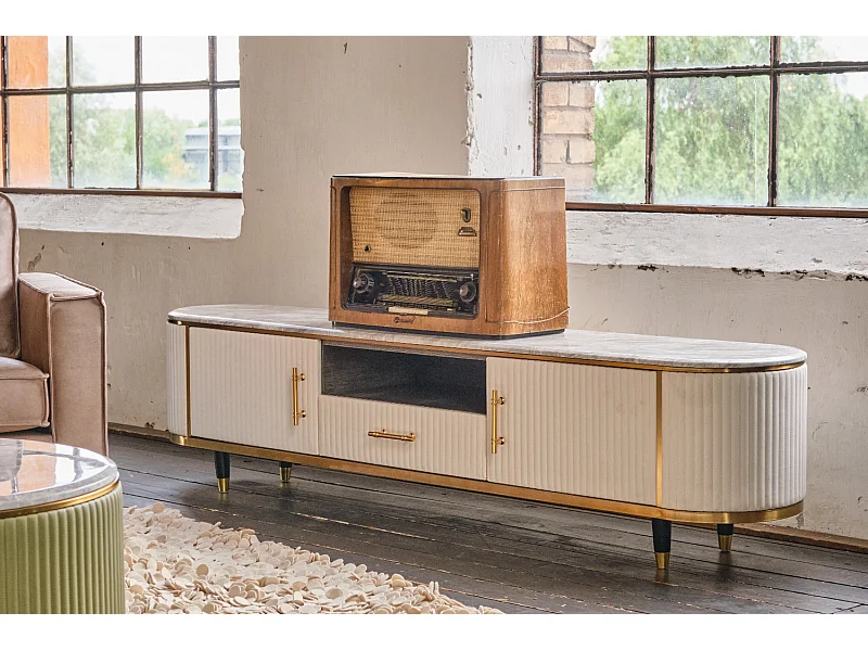 Lowboard - Wit Imitatieleer - MARIA