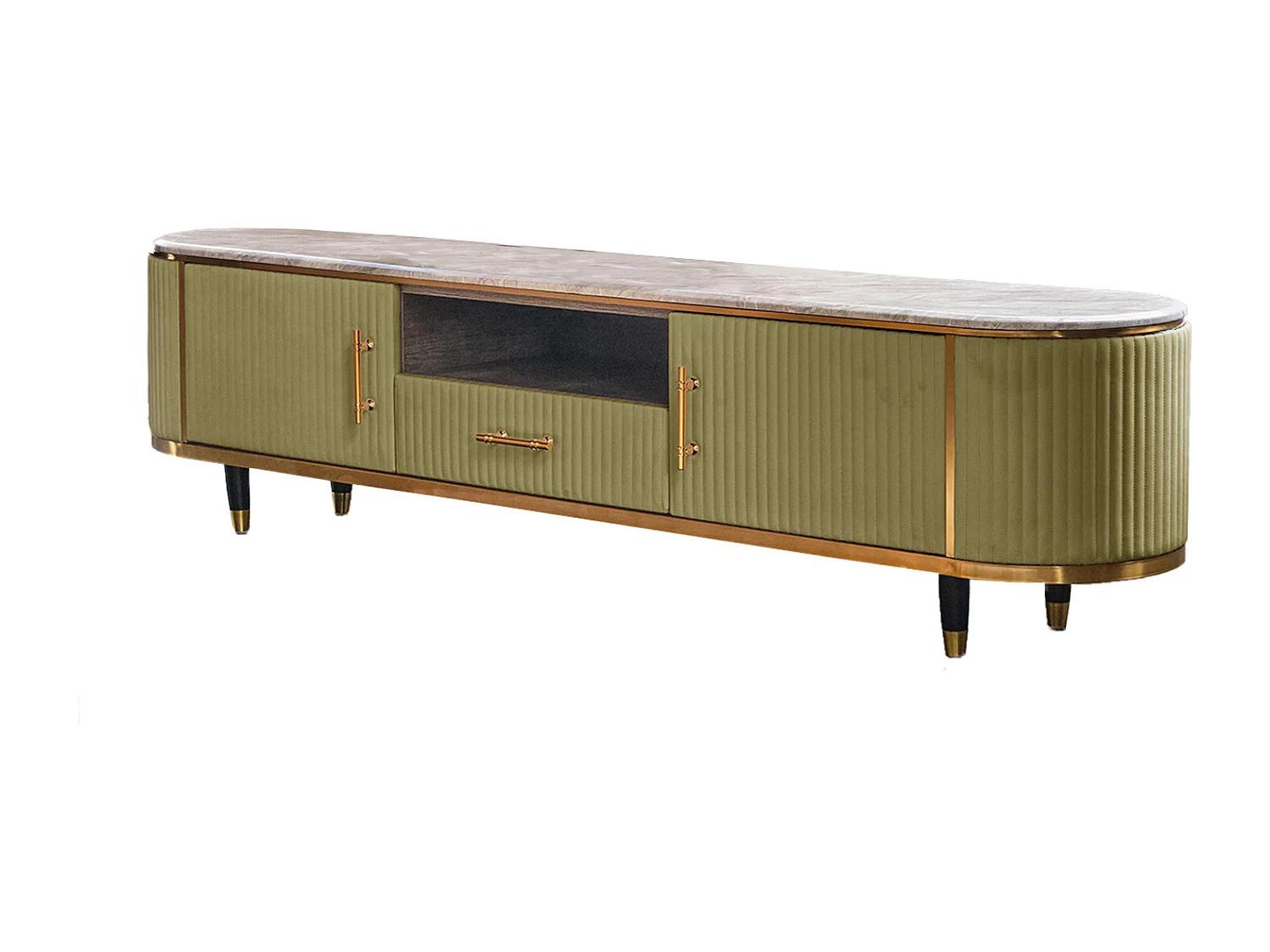 Lowboard - Grün Kunstleder - MARIA