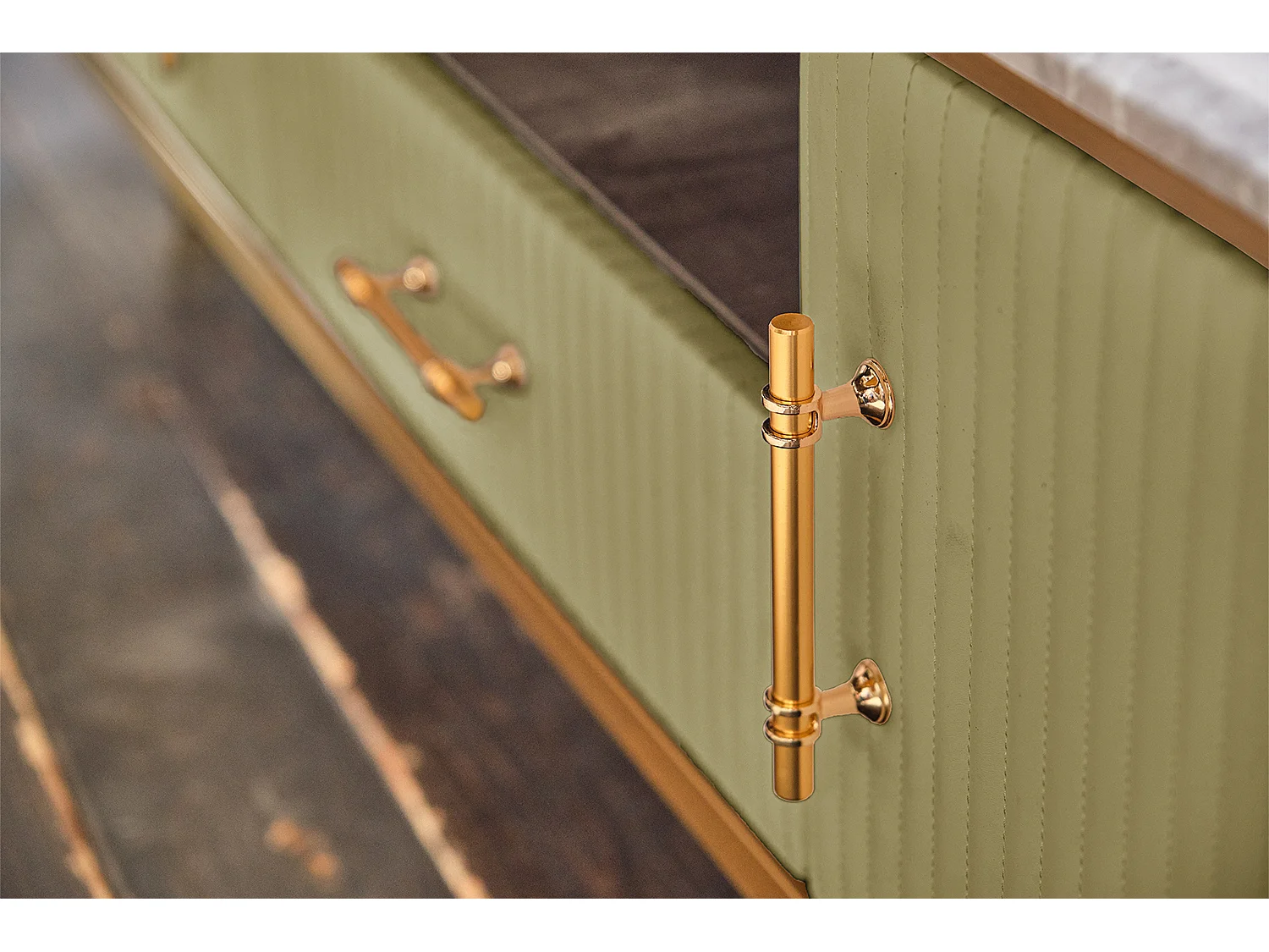 Lowboard - Grün Kunstleder - MARIA