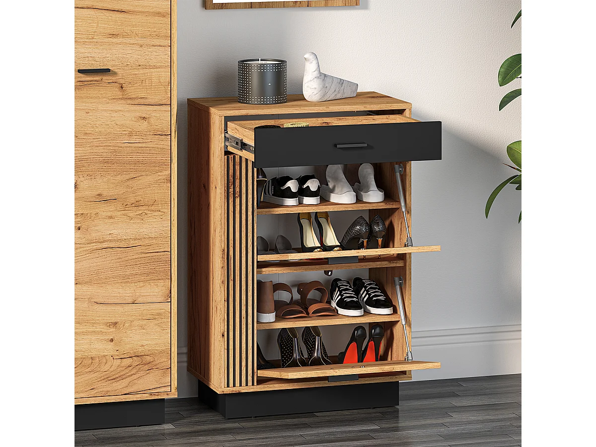 Meuble à chaussures 2 portes 1 tiroir Nilo Bois