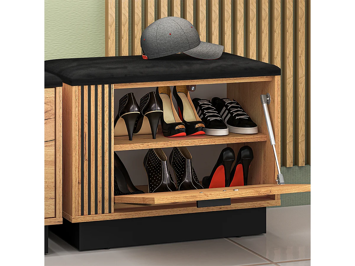 Banc meuble à chaussures 1 porte Nilo Bois