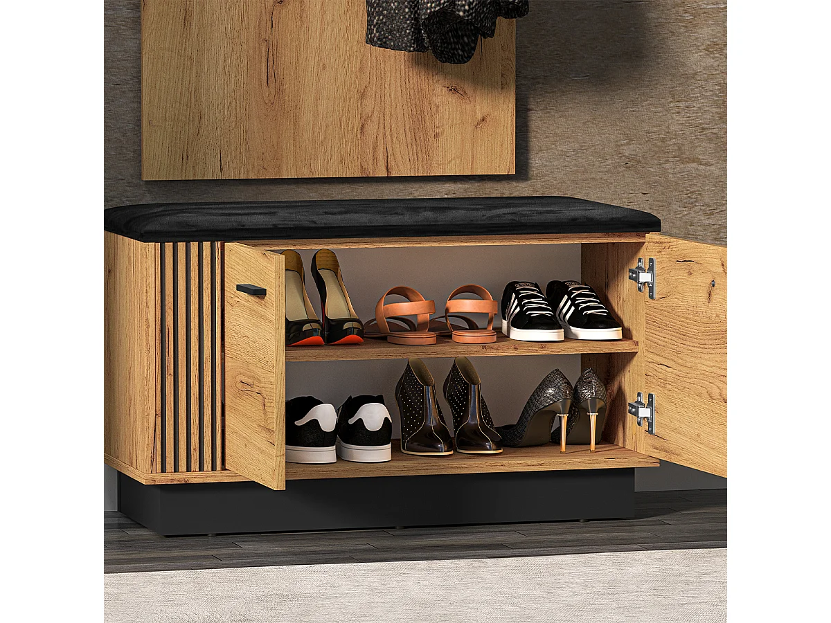 Banc meuble à chaussures 2 portes Nilo Bois