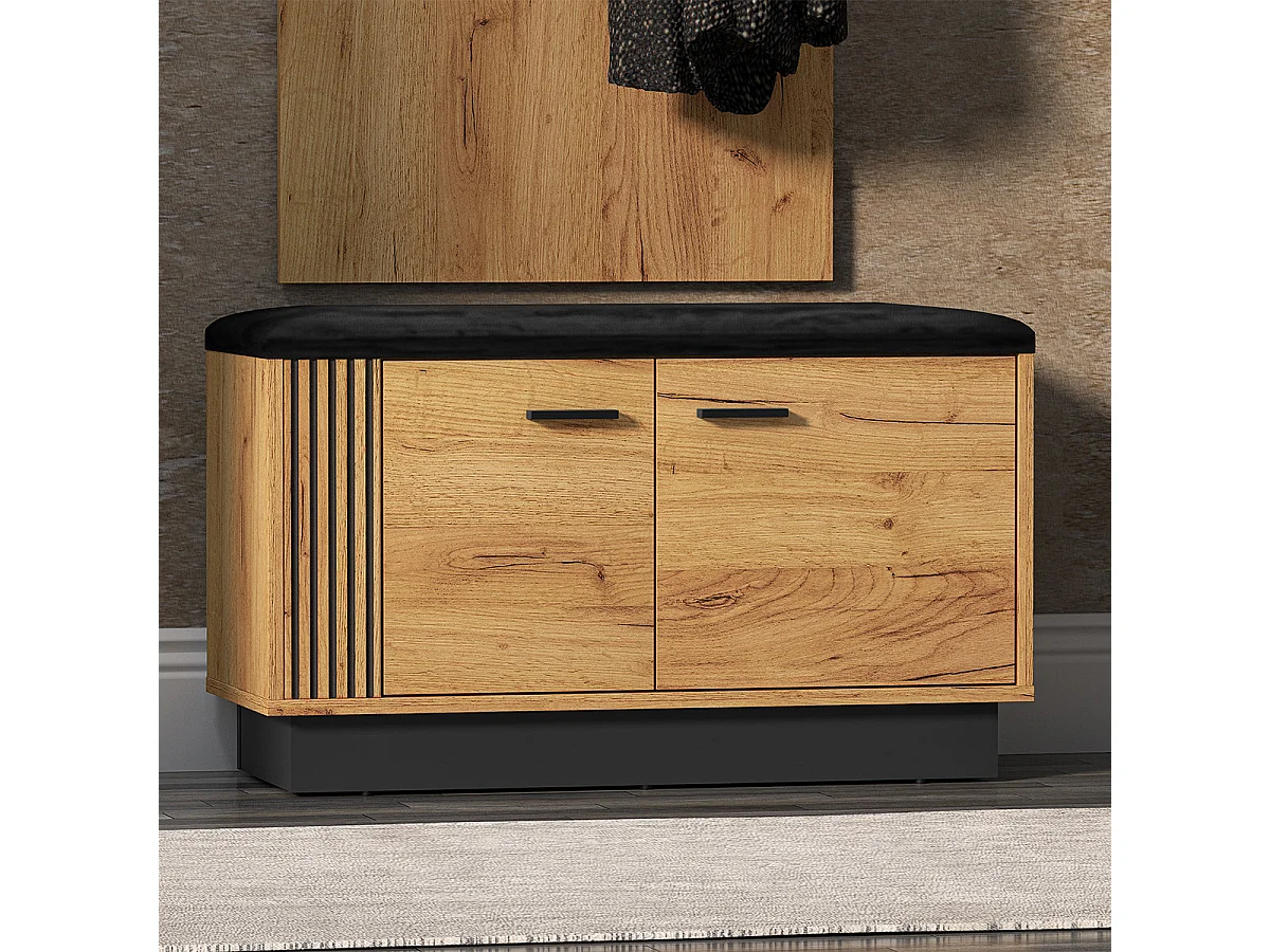Banc meuble à chaussures 2 portes Nilo Bois