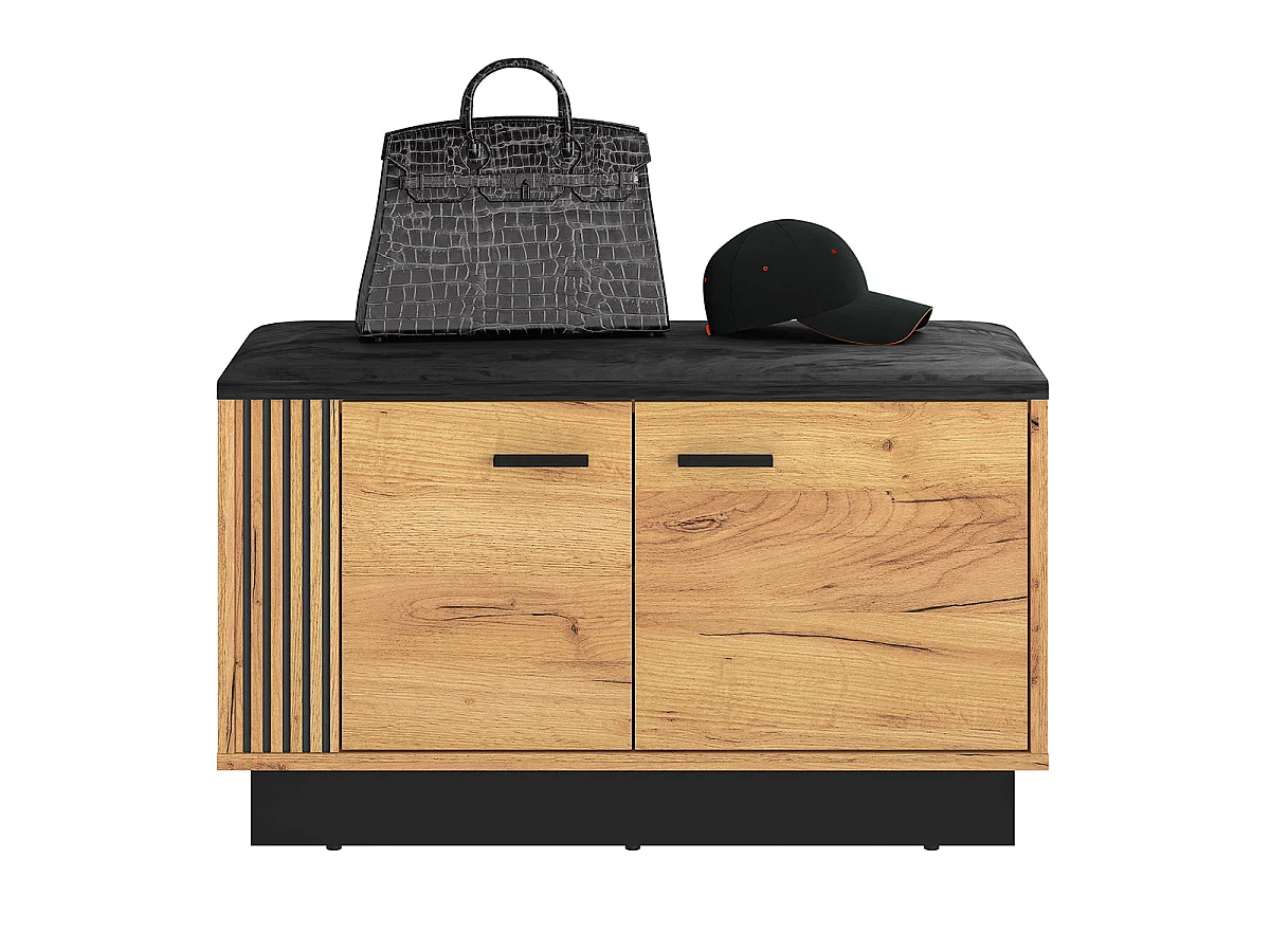 Banc meuble à chaussures 2 portes Nilo Bois