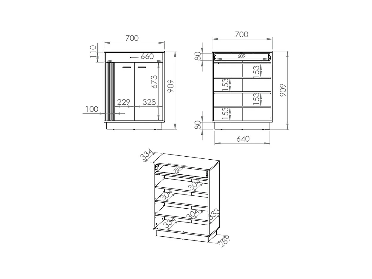 Schoenenkast 2 draaideuren 1 lade Nilo Wood