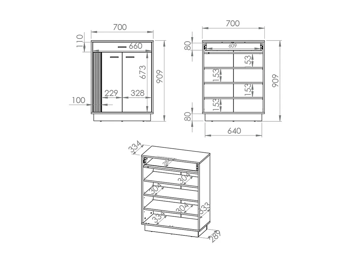 Schoenenkast 2 draaideuren 1 lade Nilo Wood