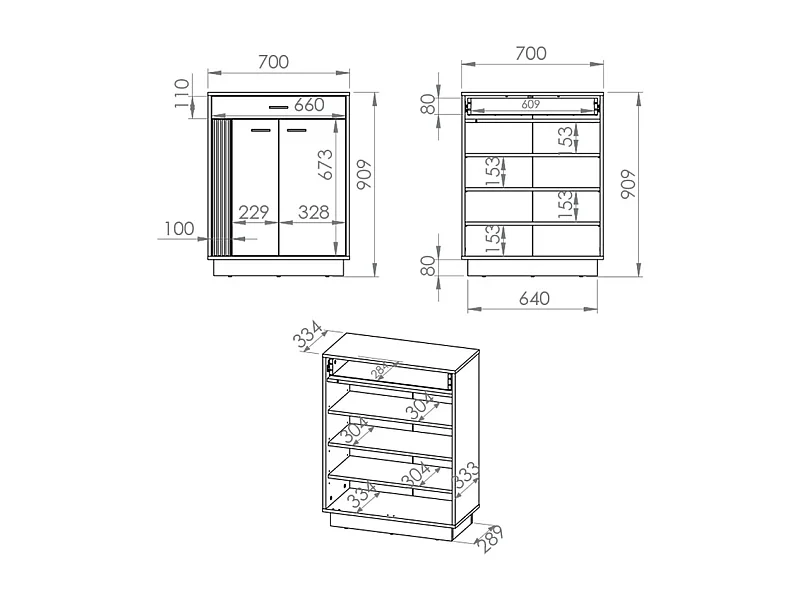 Schoenenkast 2 draaideuren 1 lade Nilo Wood