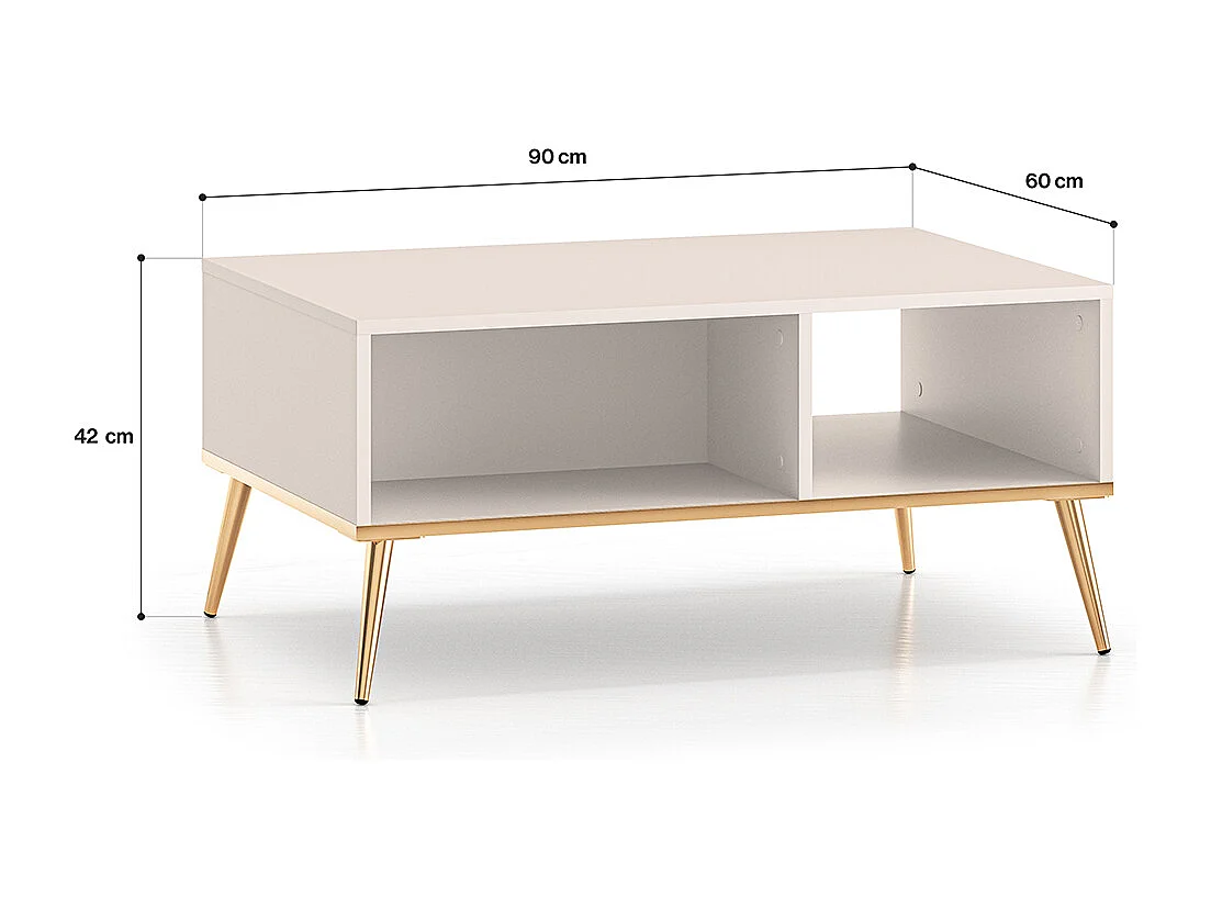 Olivia kasjmier en gouden salontafel