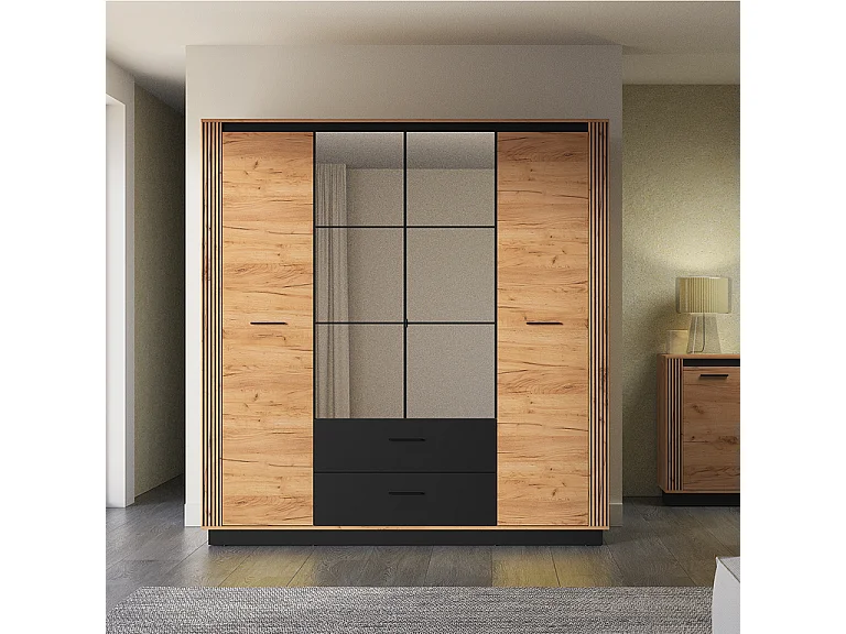 Armadio 4 ante 2 cassetti Solal marrone 210cm