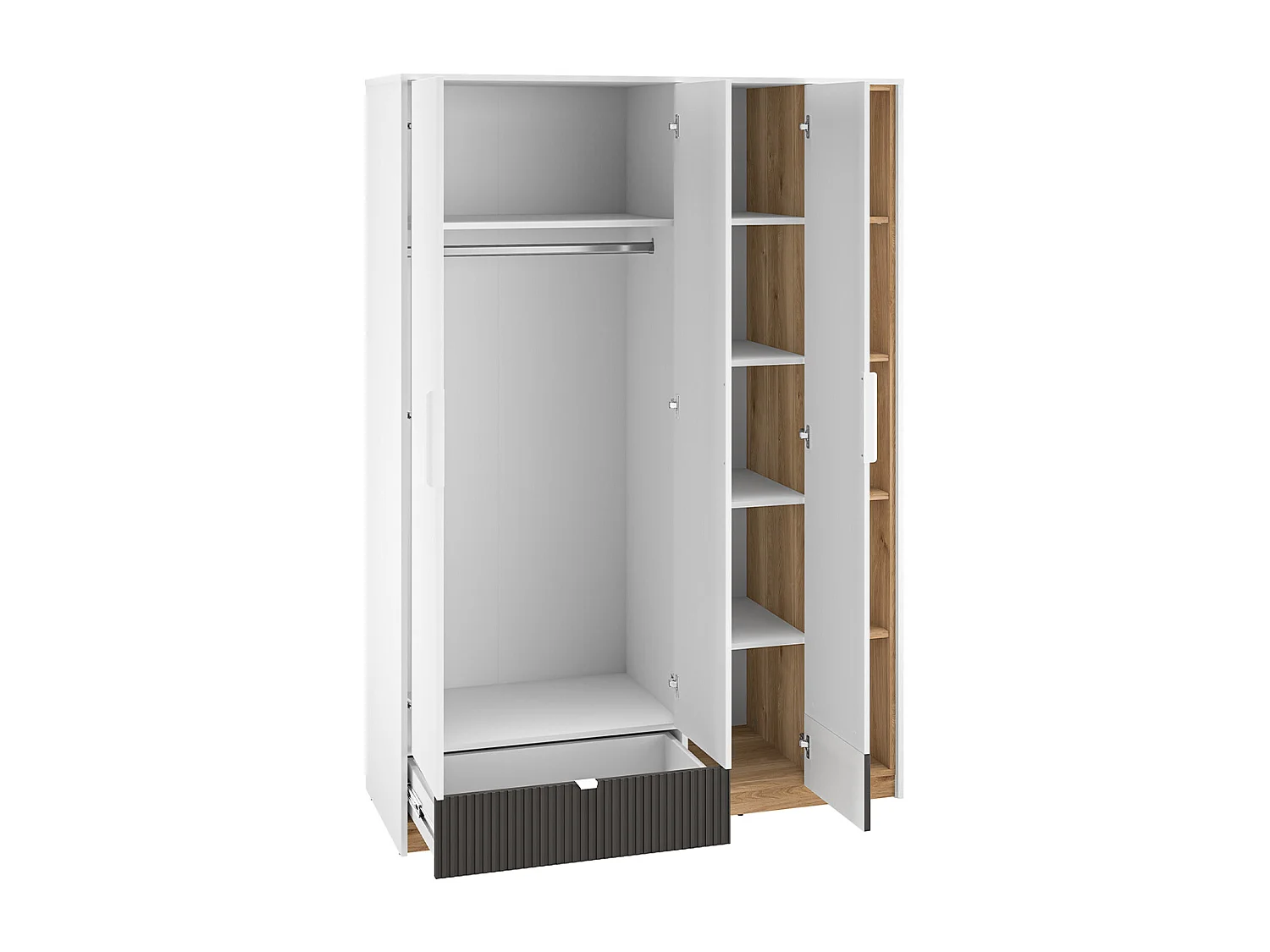 Armadio 3 ante 1 cassetto Ronan bianco 196cm