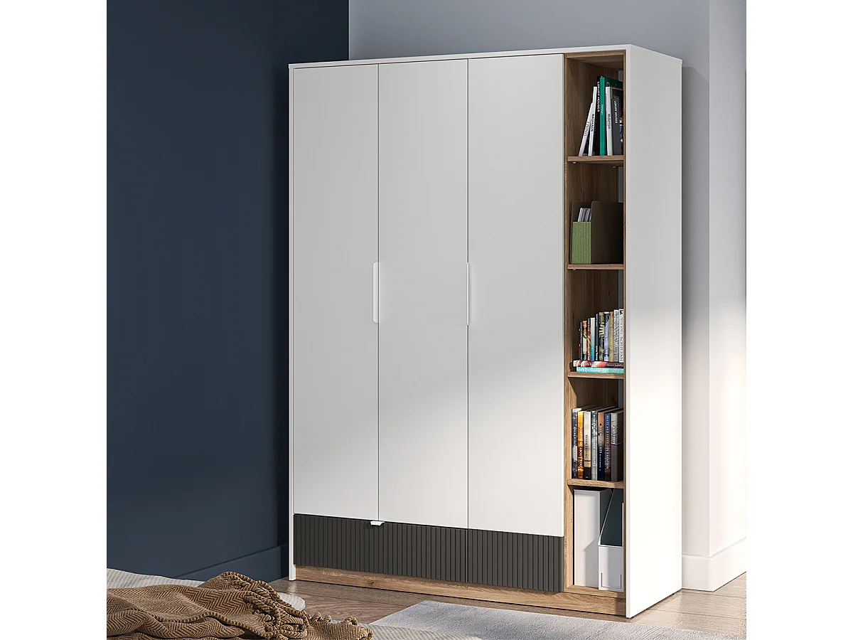 Armoire 3 portes 1 tiroir Ronan Blanc