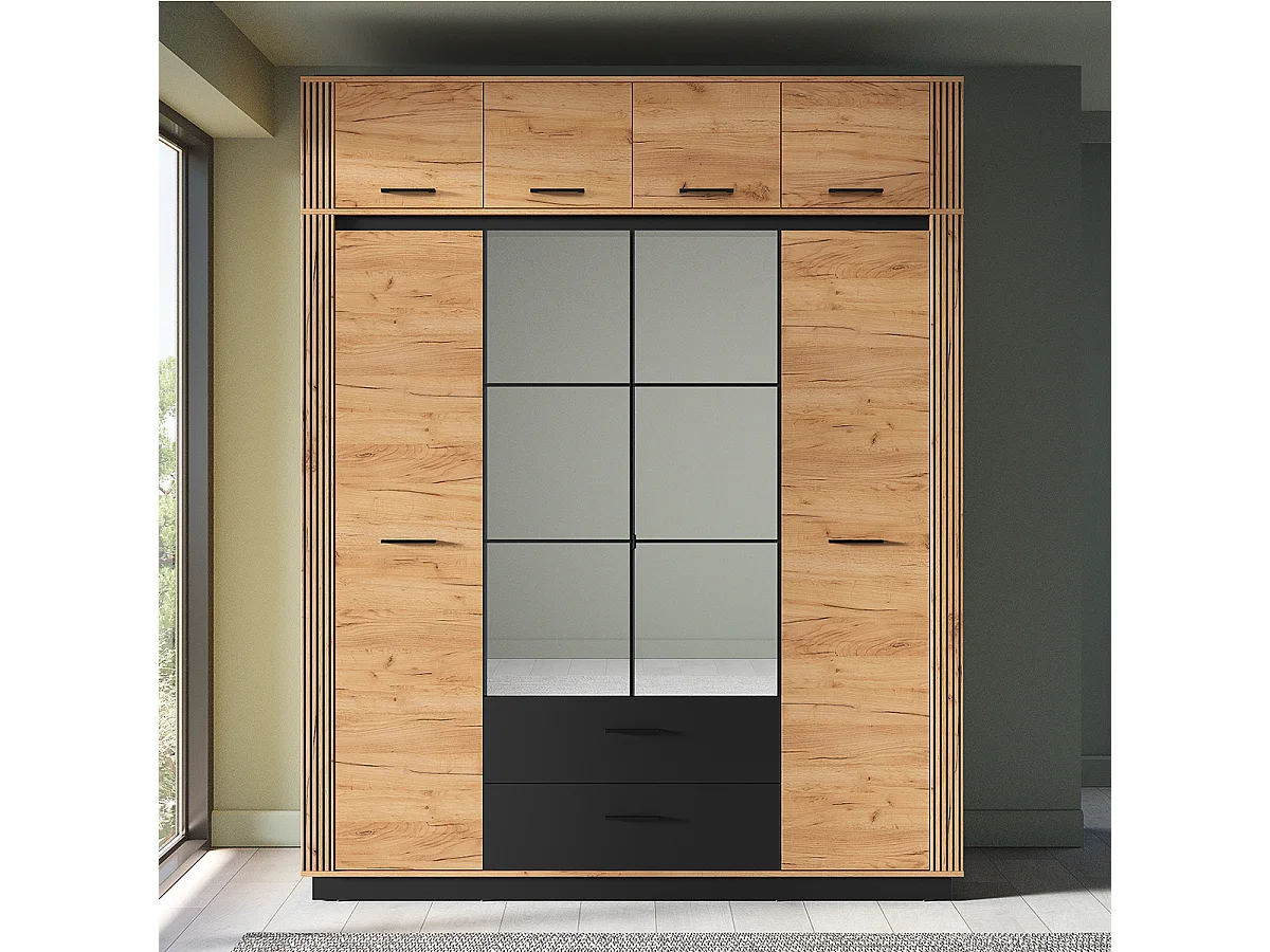 Armadio 4 ante 2 cassetti Solal marrone 250cm